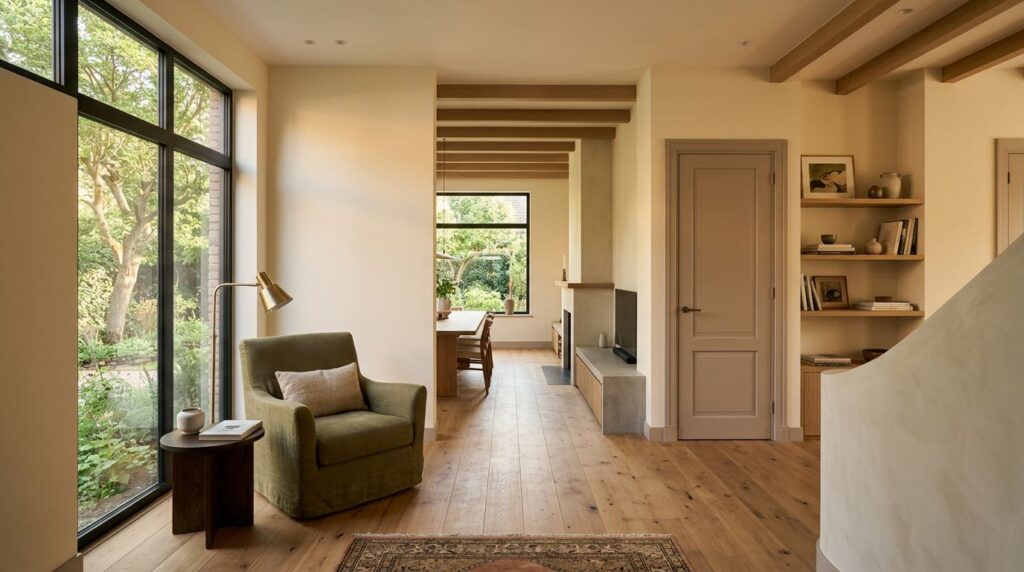 Premium interior painting in an Eindhoven family home with warm tasteful finish
